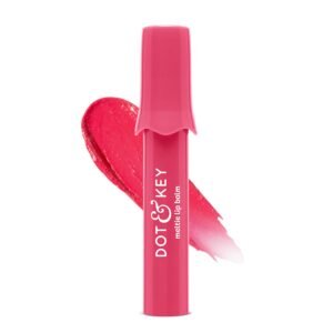 Dot & Key Meltie Lip Balm SPF 50+++ In-Vivo Tested With 2% Kojic & Vitamin C | Hydrates Dry, Chapped Lips, Lightens Pigmentation, Brightens Lips | With Shea & Mango Butters, Peptide Infused | Strawberry Glaze | 4g